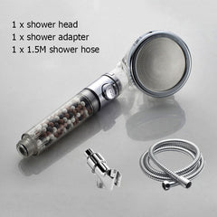 New Tourmaline balls Filter Shower Head Water saving 3 Modes adjustable SPA shower head on/off button high pressure shower