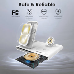 PowerGlow - Jabees PowerGlow 4-In-1 Foldable Wireless Charging Station with LED Night Light