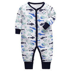 Newborn Footed Pajamas Zipper Girl and Boy Romper Long Sleeve Jumpsuit Cotton Solid White Fashion 0-24 Months Baby Clothes
