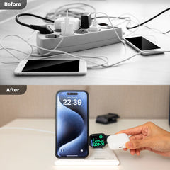 PowerGlow - Jabees PowerGlow 4-In-1 Foldable Wireless Charging Station with LED Night Light