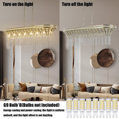 Modern Champagne Gold Kitchen Island Light - Oval Crystal ceiling chandelier