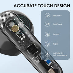 AKZ-S26 Wireless Sports Earphones Mini Transparent Shell Bluetooth Earphones TWS Lightweight Running Tpye-c Heavy Bass