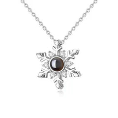 100 Languages I Love You Projection Snowflake Pendant Necklace Valentine's Day Girlfriend Gift