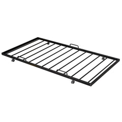 Twin Size Metal House Shape Platform Bed with Trundle Black