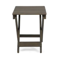 Outdoor Folding Wooden Side Table, Gray, 15"D x 22.75"W x 18.25"H