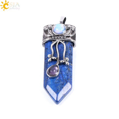 CSJA Vintage Large Natural Stone Sword-Shaped Pendant Jewelry Striped Crystal Agate Tiger Eye Jewelry Pendant Without Chain