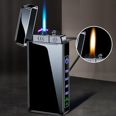 Gas electric triple fire metal windproof inflatable charging lighter personalized and creative trendy gift for boyfriend