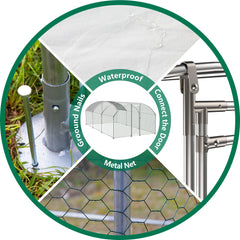 Large dome shaped walk-in fence cage metal chicken coop with waterproof and UV resistant cover, pipe diameter 1 inch
