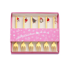 Christmas gift tableware stainless steel coffee spoon dessert spoon fork set