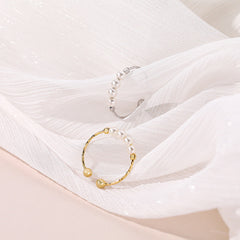 Retro imitation pearl ring women's magic decoration ring pure silver joint ring
