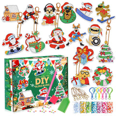 Christmas Diamond Painting Keychain 5D DIY Hanging Diamond Art Kits Diamond Ornaments for Kids Christmas Crafts Family Decor