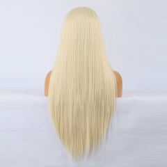 Natural Realistic Wig 613# Chemical Fiber Front Lace Long Straight Hair Matte High Temperature Silk Headgear