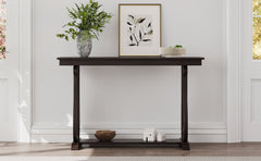 48-Inch Rustic Vintage Console Table --- Farmhouse Style Entryway Table with Open Shelf and Sturdy Construction  (Espresso)