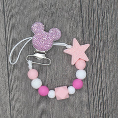 Silicone Round Beads and Star Beads Pacifier Clip Chain Strap Cute Dummy Nipple Leash Strap for Infant Toddler Baby Feeding