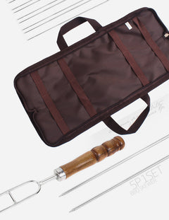 Outdoor Grill Grill Fork Wood Handle U Type Grill Pin Stainless Steel Grill Stick Wood Handle U Type Roast Pin Picnic Grill Meat