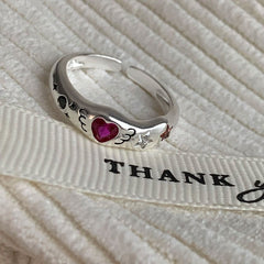 Dopamine love colored zircon diamond ring female niche index finger high-end fashion personality open ring