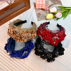 Fabric Flower Heavy Industry Wide Edge Crystal Super Immortal Women's Headband