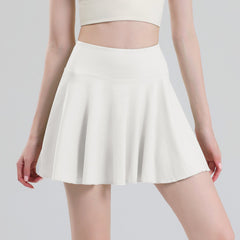 Tennis skirt women's yoga white badminton pleated skirt quick drying anti glare half skirt