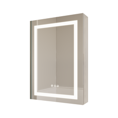26x20 inch(Left Door) bathroom medicine cabinet with LED mirror 3000K~6000K single door lighting bathroom cabinet with touch switch adjusta