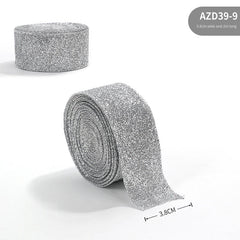 New Gold Onion Cloth Christmas Ribbon Gold Powder Decorative Bow Material Christmas Wire Edge Weaving Ribbon Decoration
