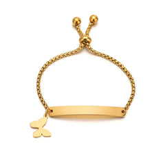 Stainless steel personalized engraved three color curved bracelet simple and personalized women's bracelet