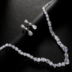 Simple necklace earring set bride's wedding jewelry set fashionable and versatile accessories