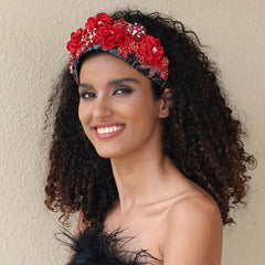 Handmade fabric flower fashion inlaid water drill bit hoop