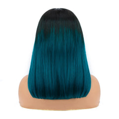 4x4 Lace Closure short Bob Wigs Human Hair T1B/green Color Bob Wig Double Drawn Straight Human hair Bob Lace Front Wig For Women