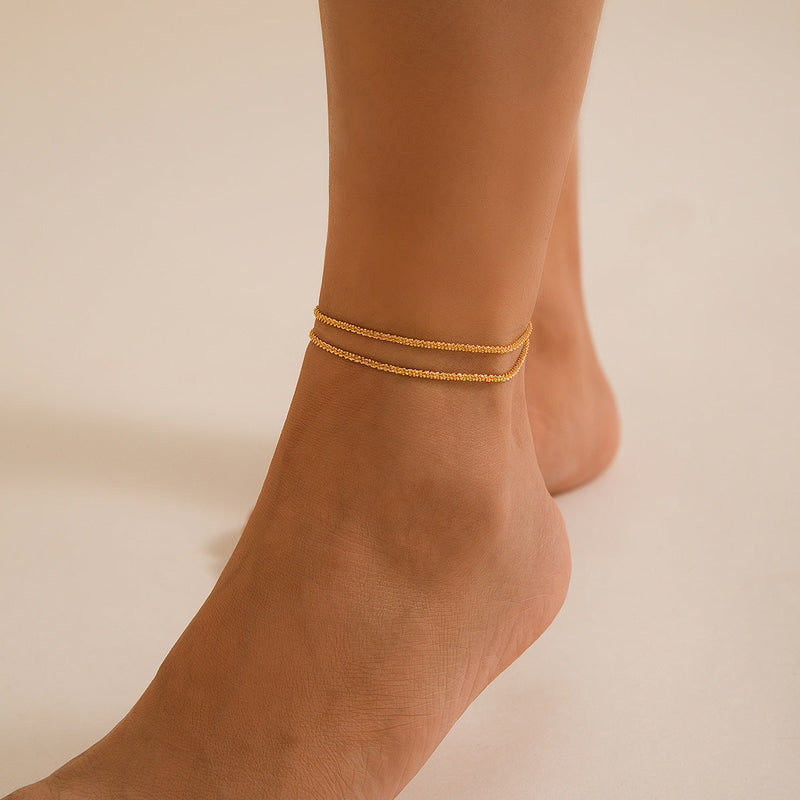 Versatile Sparkling Thin Chain Metal Wind Foot Chain Style Beach Anklet Set