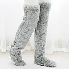 Indoor Plush Warmth Long Socks Cute Fuzzy Socks Over Knee Winter Leg Warmers Plush Sock Slippers Cozy Stocking