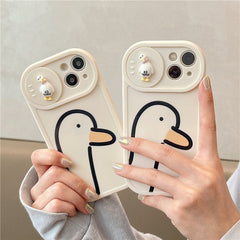 Net Red Duck for Apple 13 Mobile Phone Case Push Window iPhone14promax Women's 11/12 Silicone Soft Cover X