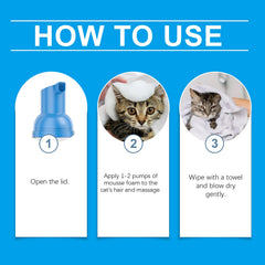 Cat Cleaning Mousse With Kitty Cleaning Foam Pet Care Gentle Non-Irritating Cleaning Mousse