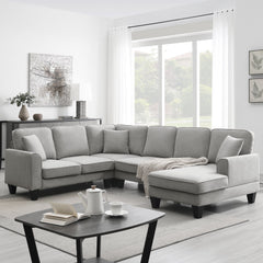 [VIDEO provided] [New] 108*85.5" Modern U Shape Sectional Sofa 7 Seat Fabric Sectional Sofa Set