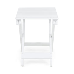 Outdoor Folding Wooden Side Table, White, 15"D x 22.75"W x 18.25"H