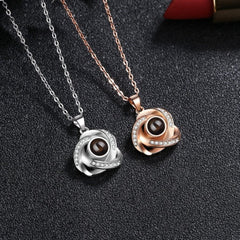 100 languages, I love you. Projection necklace, simple and fashionable, spiral pendant, collarbone chain
