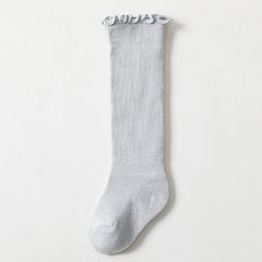 Spring And Summer Children's Socks In The Tube Loose Mouth Fungus Edge Combed Cotton Girls Baby Socks Long Tube Over The Knee Baby Socks