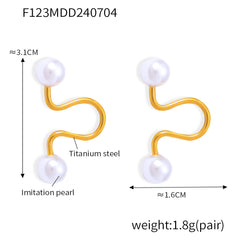 titanium steel Imitation Pearl Cuff Earrings