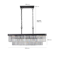 Chandeliers,Rectangular Crystal Chandelier Adjustable,E12 Modern Industrial Crystal Lights (Bulb Not Included)