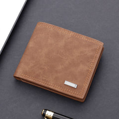 Men's wallet short wallet leather wallet multiple card slots can hold driver's license retro