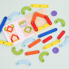 Children's Montessori Geometry Puzzle Creative Versatile Nail Board Early Education Wooden Puzzle Fun Toy
