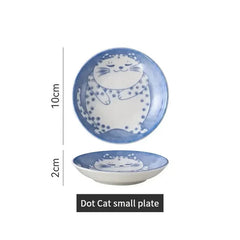 Cat dish cartoon ceramic dish household dining table dipping dish soy sauce dish hot pot seasoning dish