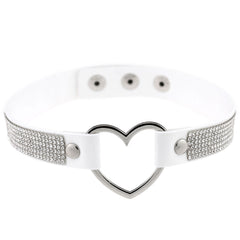 Japan's Harajuku Soft Girl Black Rhinestone Peach Heart Love-Shaped Collar Women's Neck Strap Collarbone Necklace Short