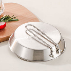stainless steel folding handle frying pan outdoor flat bottomed frying pan mini frying pan portable frying pan camping equipment