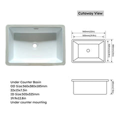 43 inch marble countertop with base rectangular central sink and 4-inch high splash guard, pre drilled 8-inch faucet hole ，white
