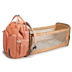 Baby Infant Nappy Changing Bag Portable Large Capacity Folding Crib Diaper Backpack Stroller Straps Pad for Travel Outdoor 28GD