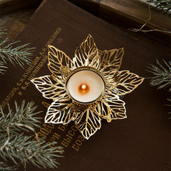Christmas Golden Iron Candlestick Desktop Decoration Christmas Day Snowflake Decorations Table Arrangement