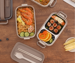 Microwaveable stainless steel single layer portable lunch box with lid