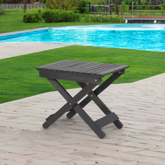 Outdoor Folding Wooden Side Table, Dark Gray, 15"D x 22.75"W x 18.25"H