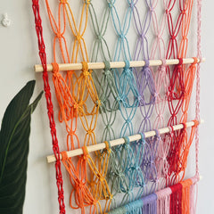 Simple decoration of shelves for children's rooms book ornaments wooden sticks 3-layer plush Bohemian toy storage net bag