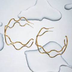 Stainless Steel Wave Shape C-Hoop Earrings